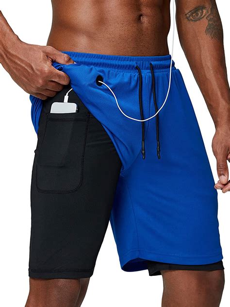 Men Workout 2-in-1 Shorts Sports Quick-Drying Running Training …