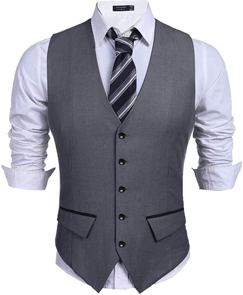 Men vest suit. There is something incredibly debonair about a suit vest. It’s impressive how much this small, simple garment can radically up your style game. ... Still, it can be a specific addition to a men’s suit, thus creating the three-piece suit. The V-shaped vest is standard for most three-piece suits. A waistcoat, on the other hand, is more formal ... 