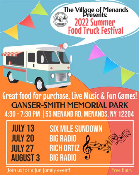 Menands summer concerts, food truck festival dates announced