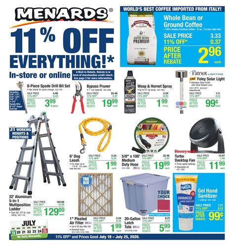 Menards 11 off sale. Preview the Menards Weekly Ad Sale. View the Menards Ad for this week, and save with digital coupons, current flyer prices, 11% rebate sales, and the latest hardware deals. Menards operates nice and big department stores with a great display of items, including groceries and personal products, appliances, building materials, electrical, housewares, home décor, home improvement, kitchen ... 