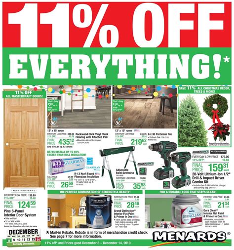 Menards has an official coupons page on 