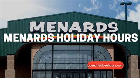 Christmas Day Closed. Christmas Eve 8:00 am - 8:00 pm. Columbus Day Regular Hours. Independence Day Regular Hours. Labor Day 6:00 am - 8:00 pm. Martin Luther King Day Regular Hours. ... Menards - Woodstock, IL - Hours & Store Details. Menards occupies a prominent position at 2100 Lake Avenue, .... 