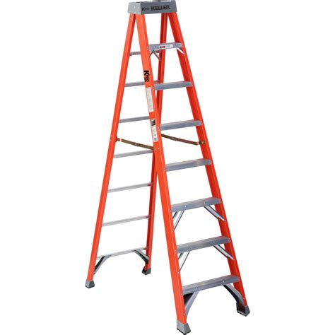 Menards ladders. Features. Multi-functional top with tool and paint can holder. Sturdy pail shelf with rag rack holds gallon paint can. Slip-resistant steps. External pinch-resistant spreaders. Bottom and top steps braced. Slip-resistant molded foot pad. Duty rating 250 pounds. 