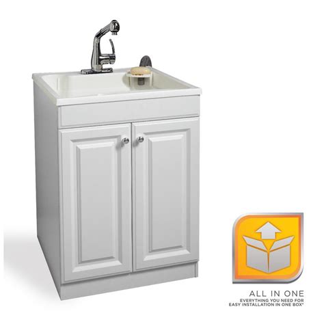 Menards laundry tub. 19.7-in x 23.6-in 1-Basin Pure White Freestanding Laundry Sink with Drain and Faucet. 8. • DIMENSION: 23.8in W 36.3in H x 20.5in DSink Depth: 10 inches. • Constructed using PB, MDF with PVC. • Durable Pure White painted finish. Ruvati. 18-in x 21-in 1-Basin Stainless Steel Undermount Laundry Sink with Drain. 17. 