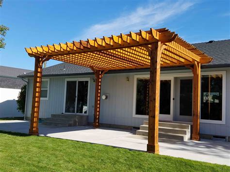 Menards pergola kits. Provide shade for your deck or patio with this beautiful attached pergola with double-header beams. 