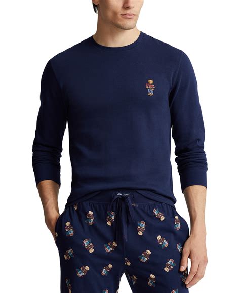 Mens Bear Waffleknit Thermal Sleep Shir