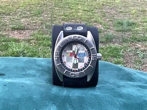 Mens Black Leather nascar Riveted Cuff Watch - Etsy