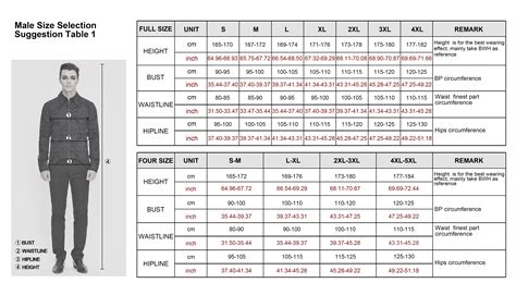 Mens Dress Size Chart