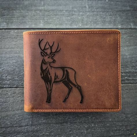 Mens Leather Wallet With Deer - Etsy Norway