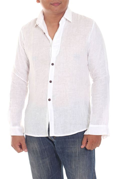 Mens White Long Sleeve Shirts White cotton Long Sleeve Shirts