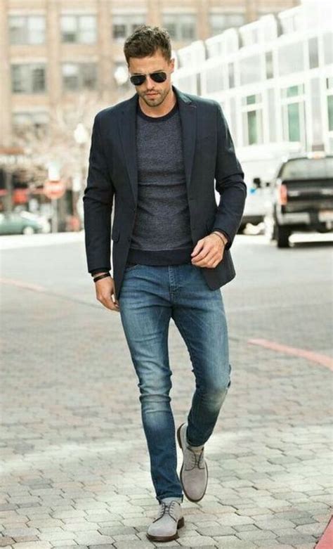 Mens casual shoes with jeans. But a collar does matter. T-shirts are a bit too casual to wear underneath a jacket. The only time you'd probably get away with it is when you're hitting the dance club (opt for a dark T-shirt and a pair of skate shoes). Some basic points to take note of: You can pick any type of collared shirt (polo, short-sleeve, casual button-down) in this case 