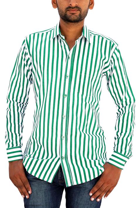 Mens new Gerase striped dress shirt in green and white -Size XXL …