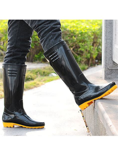 nsendm Female Shoes Adult Rubber Tote Boots for Womens Ankle Rainboot Slip  On Garden Boot Rubber Shoes Women Snow Boot Black 6.5 