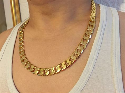 Mens real gold chain. Men Gold Necklace, Mens Gold Chain,18K Real Gold Plated 4/5/6mm Flat Cuban Link Chain, Durable No Color Fading Men’s Necklace Chain,Jewelry Gift Men Women. 26. £3799. Save 5% with voucher (limited sizes/colours) FREE Delivery by Amazon. +5 colours/patterns. 
