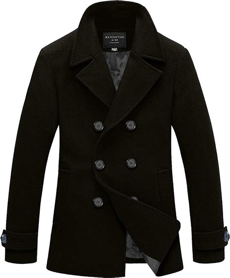 Mens wool pea coat. Warm Wool Coat: Men's winter trench coat is made of 80% higher density wool. Good capability of wind resistance and warmth, which make you spend a warm winter. Fashion Design: Quilted silk cotton lining, classic big hood, lapel collar or stand collar, single-breasted or double-breasted, long or short coat. 