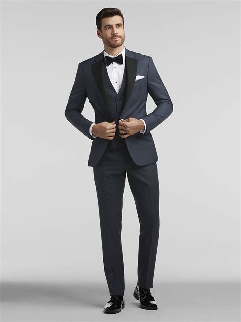 Menswearhouse rental. 9-piece package $299. $239 with $60 Perfect Fit® Program Perk. Slim fit. available. Joseph Abboud. Dark Gray Satin Edged Notch Lapel Tux. $239 with $60 Perfect Fit. View our tuxedos for special occasions & events. Available in a variety of looks: grey tuxedos, classic tuxedos, modern & more. 