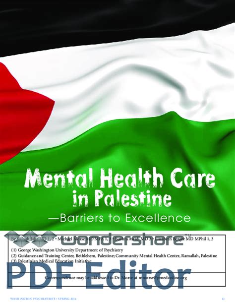 Mental Health Care in Palestine: Barriers to Excellence