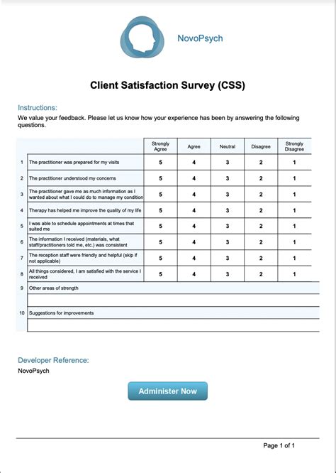 Mental Health Service Client Feedback Survey