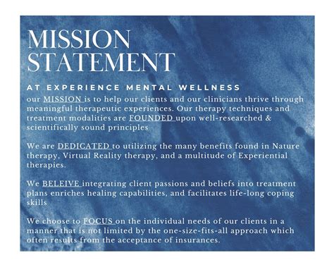 Mental health counselor mission statement. Things To Know About Mental health counselor mission statement. 