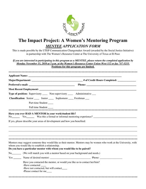 Mentee Application Form ≡ Fill Out Printable PDF Forms Online