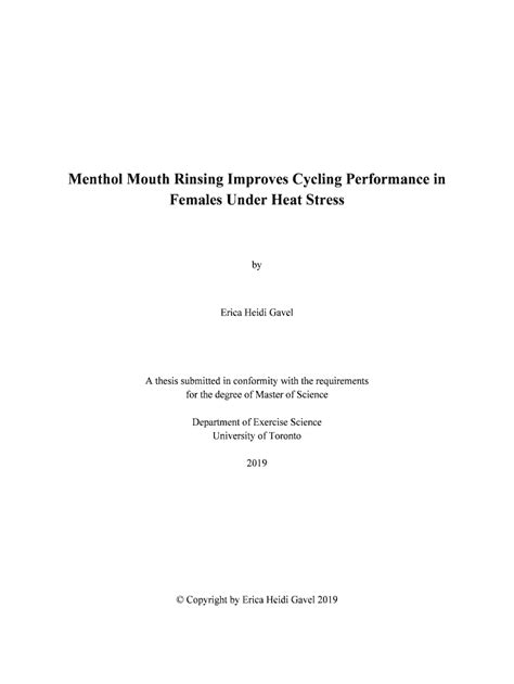 Menthol Mouth Rinsing Improves Cycling Performance in Females …