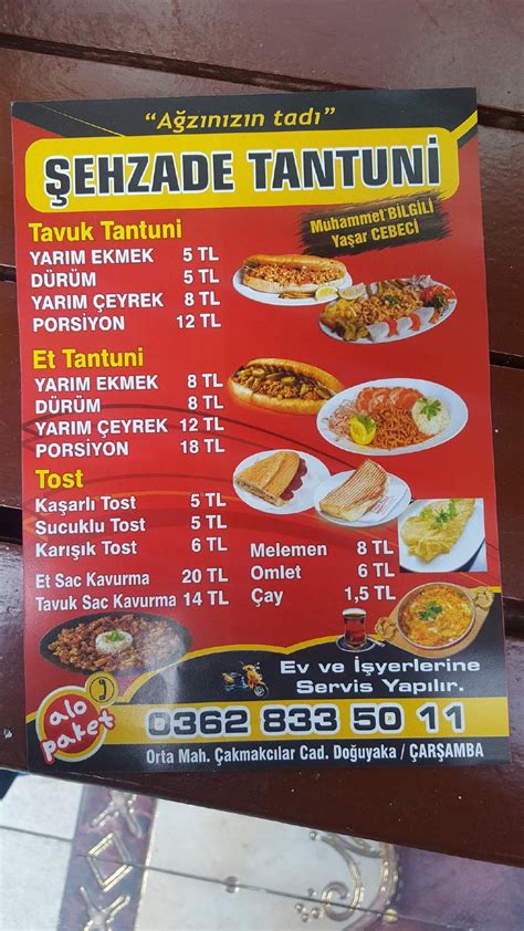 Menu Şehzade Restaurant. 