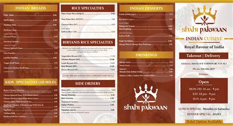 Menu – Shahi Pakwan