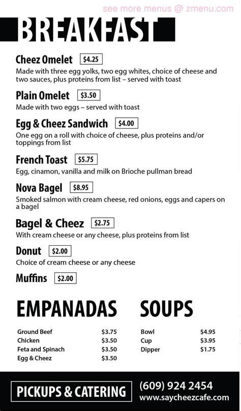 Menu — Say Cheez Café