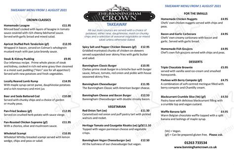 Menu - Banningham Crown - Pub - Foursquare