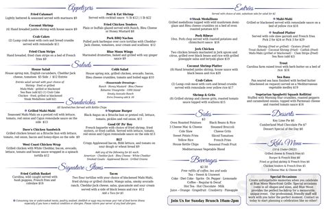 Menu - Blue Moon Waterfront Grille