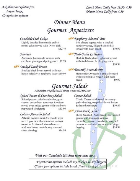 Menu - Canalside Pub & Eatery - Port Colborne, ON - Foursquare