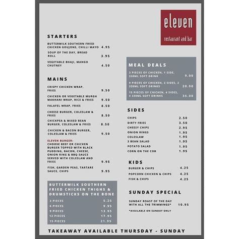 Menu - Eleven Eleven