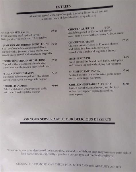 Menu - Hansleys