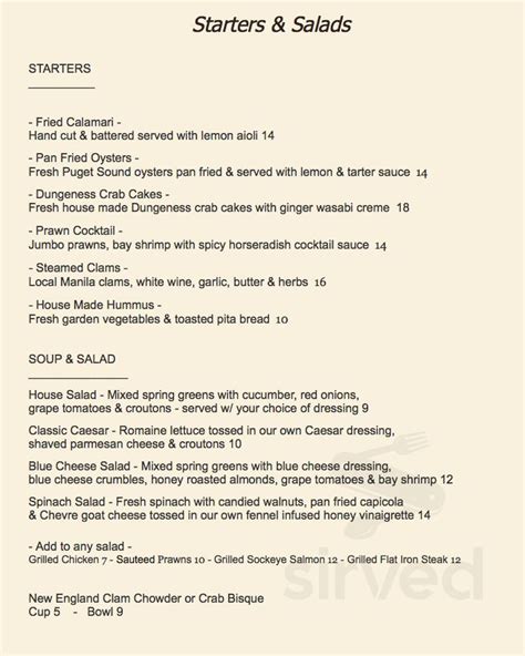 Menu - MADRONA BAR & GRILL