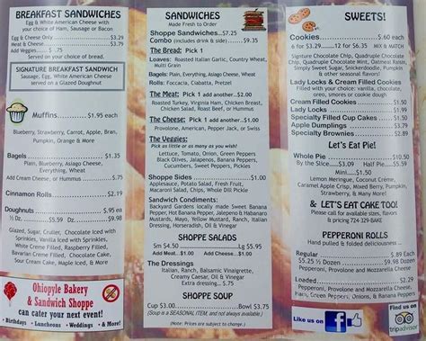 Menu - Ohiopyle Bakery & Sandwich Shoppe - 5 tips from 246 …