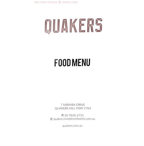 Menu - Quakers Inn