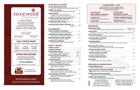 Menu - Rosewood Cafe