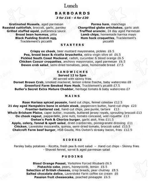 Menu - The Plough - 297 Northfield Av