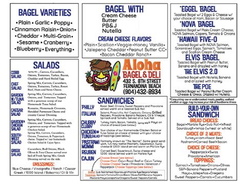 Menu Aloha Bagel + Deli