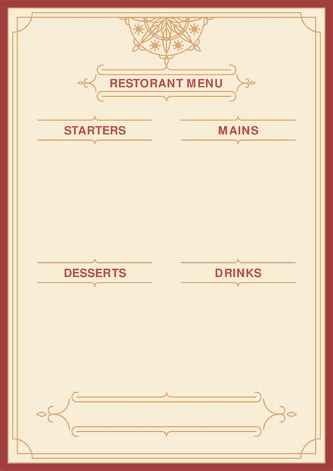 Menu Blank Template