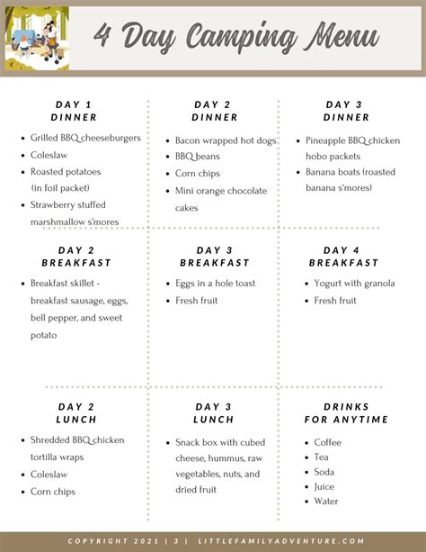 Menu Camping