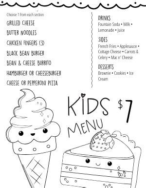 Menu Coloring
