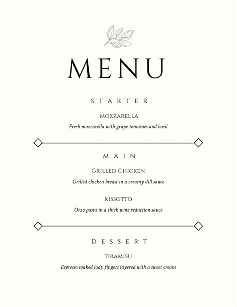 Menu Elegant Party Design Color