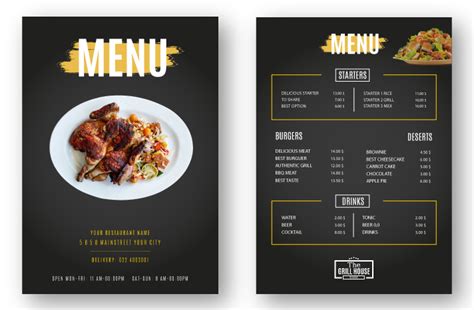 Menu Layout Examples