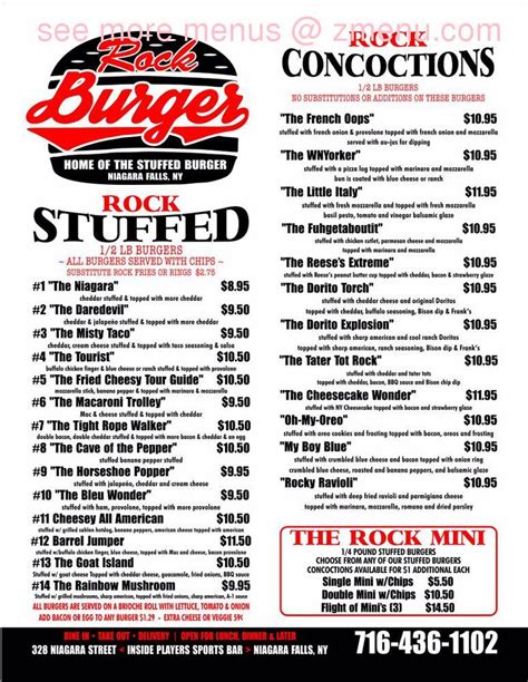 Menu Rock-A-Burger