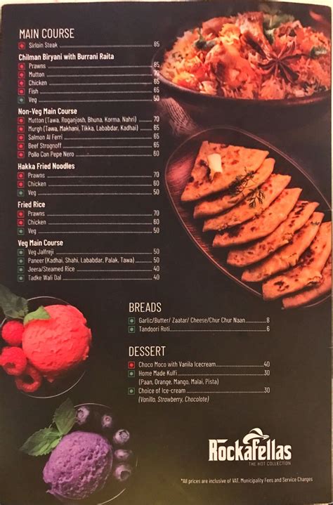 Menu Rockafellas