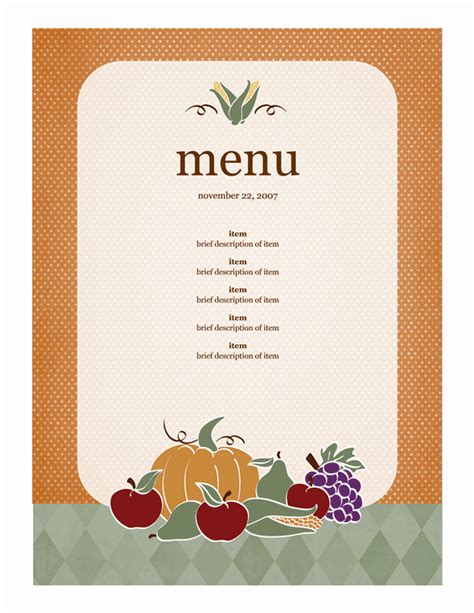 Menu Template Word Free Download