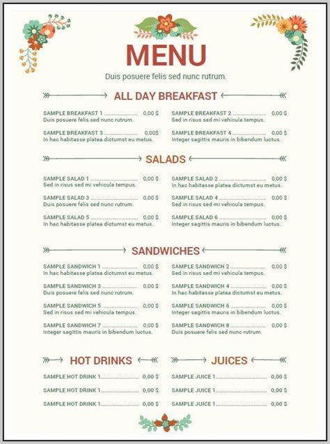 Menu Templates Word Find Word Templates