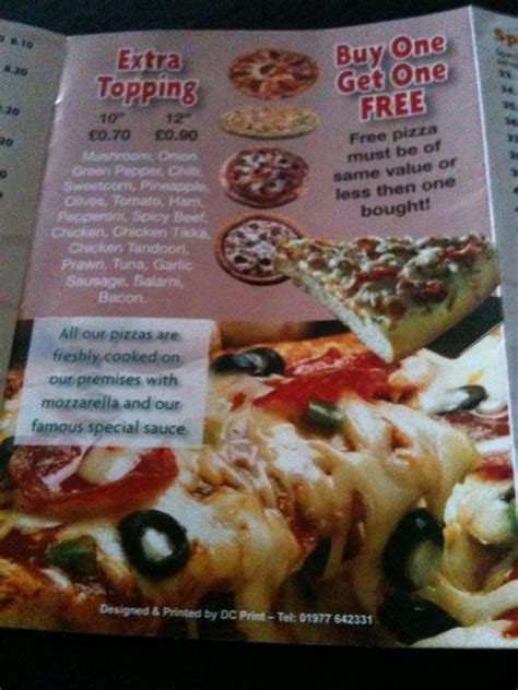 Menu The Pizza Northwich