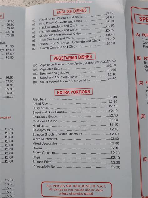 Menu at Alrewas Cantonese fast food, Barton-under …